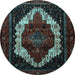 Round Persian Light Blue Traditional Rug, tr1939lblu