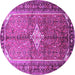 Round Machine Washable Persian Purple Traditional Area Rugs, wshtr193pur