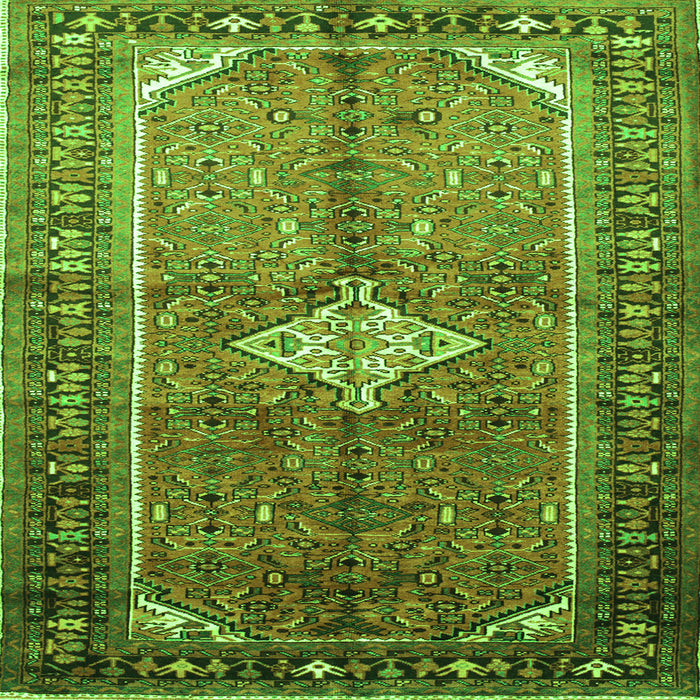 Round Machine Washable Persian Green Traditional Area Rugs, wshtr193grn