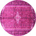 Round Machine Washable Persian Pink Traditional Rug, wshtr193pnk