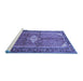 Sideview of Machine Washable Persian Blue Traditional Rug, wshtr193blu