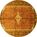 Round Persian Yellow Traditional Rug, tr193yw