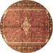 Round Machine Washable Persian Brown Traditional Rug, wshtr193brn