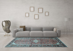 Machine Washable Persian Light Blue Traditional Rug in a Living Room, wshtr193lblu