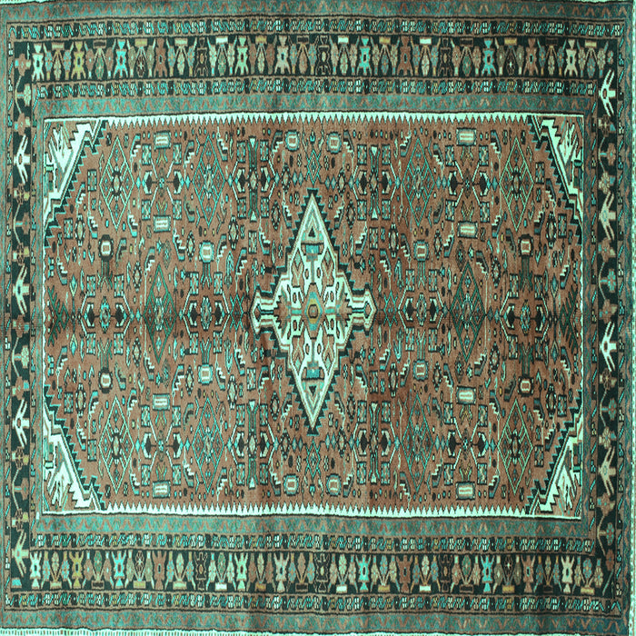 Square Machine Washable Persian Turquoise Traditional Area Rugs, wshtr193turq