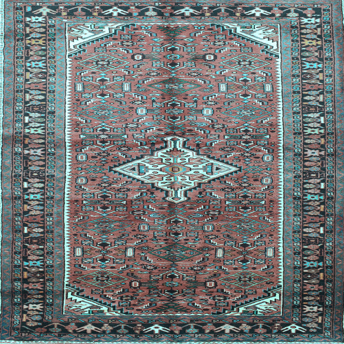 Square Machine Washable Persian Light Blue Traditional Rug, wshtr193lblu