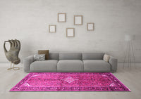 Machine Washable Persian Pink Traditional Rug, wshtr193pnk