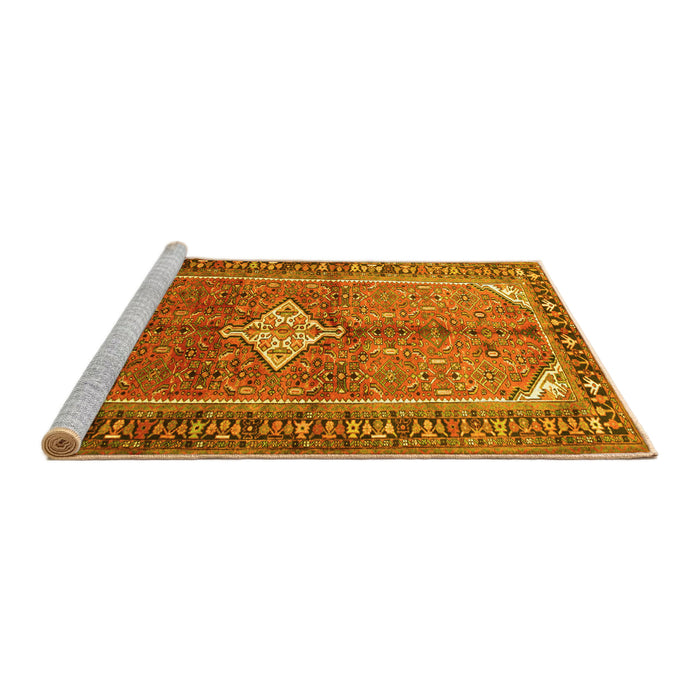 Sideview of Machine Washable Persian Yellow Traditional Rug, wshtr193yw
