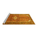 Sideview of Machine Washable Persian Yellow Traditional Rug, wshtr193yw