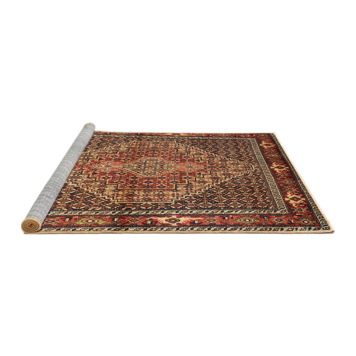 Sideview of Machine Washable Traditional Saffron Red Rug, wshtr1940
