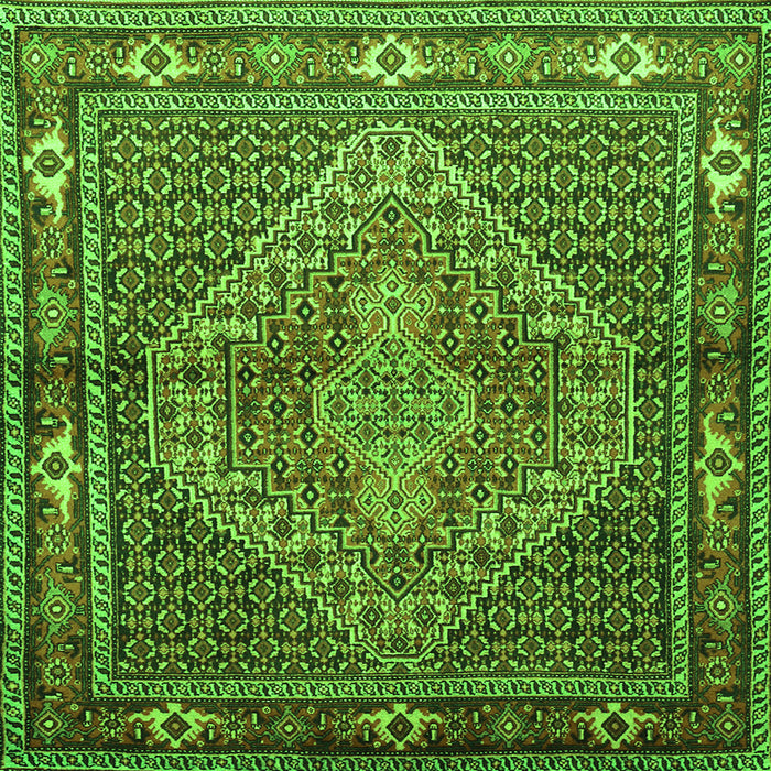 Round Machine Washable Persian Green Traditional Area Rugs, wshtr1940grn