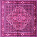 Square Machine Washable Persian Pink Traditional Rug, wshtr1940pnk