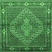 Square Machine Washable Persian Emerald Green Traditional Area Rugs, wshtr1940emgrn