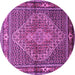 Round Machine Washable Persian Purple Traditional Area Rugs, wshtr1940pur