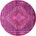 Round Machine Washable Persian Pink Traditional Rug, wshtr1940pnk