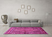 Machine Washable Persian Pink Traditional Rug in a Living Room, wshtr1940pnk