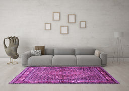 Machine Washable Persian Purple Traditional Area Rugs in a Living Room, wshtr1940pur