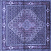 Square Machine Washable Persian Blue Traditional Rug, wshtr1940blu