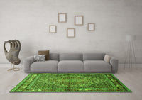 Machine Washable Persian Green Traditional Rug, wshtr1940grn