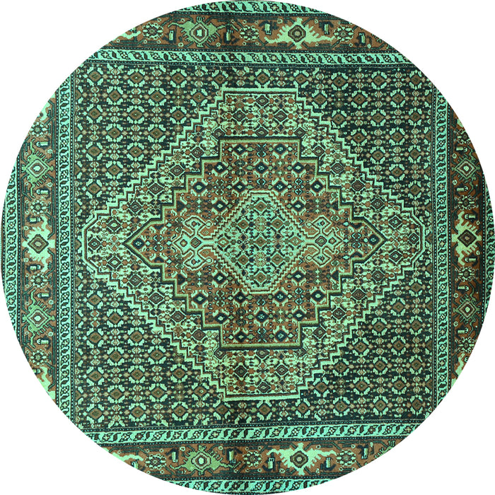 Round Persian Turquoise Traditional Rug, tr1940turq
