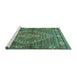 Sideview of Machine Washable Persian Turquoise Traditional Area Rugs, wshtr1940turq