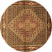 Round Machine Washable Persian Brown Traditional Rug, wshtr1940brn