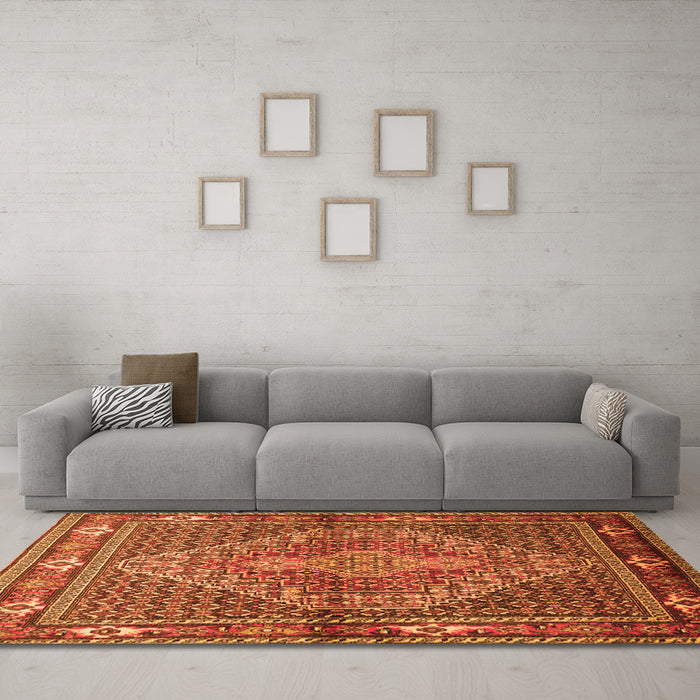 Machine Washable Persian Orange Traditional Area Rugs in a Living Room, wshtr1940org