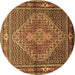 Round Persian Brown Traditional Rug, tr1940brn