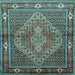 Square Machine Washable Persian Light Blue Traditional Rug, wshtr1940lblu