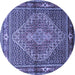 Round Machine Washable Persian Blue Traditional Rug, wshtr1940blu