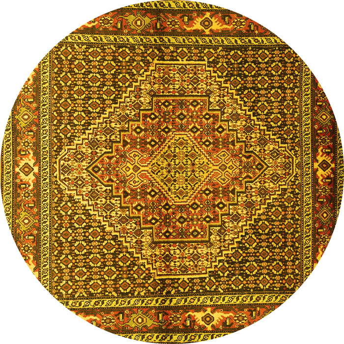 Round Persian Yellow Traditional Rug, tr1940yw