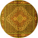Round Persian Yellow Traditional Rug, tr1940yw