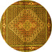 Round Machine Washable Persian Yellow Traditional Rug, wshtr1940yw