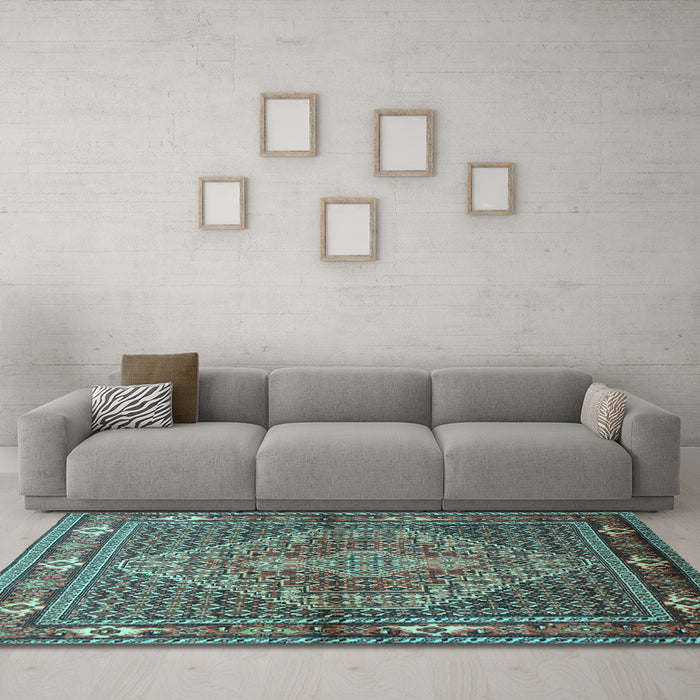 Machine Washable Persian Light Blue Traditional Rug in a Living Room, wshtr1940lblu