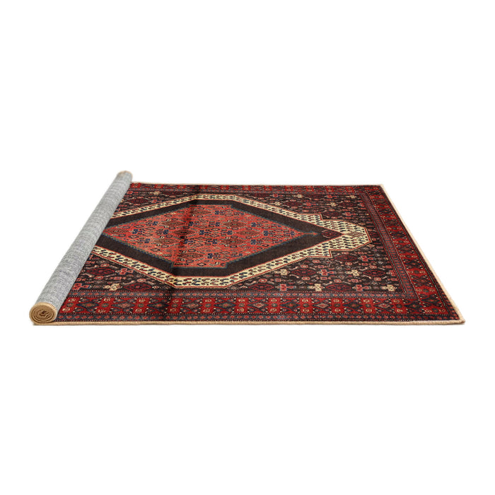 Sideview of Machine Washable Traditional Saffron Red Rug, wshtr1941