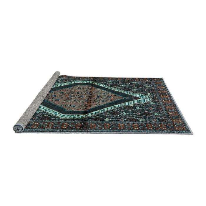 Sideview of Machine Washable Persian Light Blue Traditional Rug, wshtr1941lblu