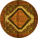 Round Persian Yellow Traditional Rug, tr1941yw