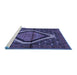 Sideview of Machine Washable Persian Blue Traditional Rug, wshtr1941blu