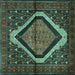 Square Machine Washable Persian Turquoise Traditional Area Rugs, wshtr1941turq