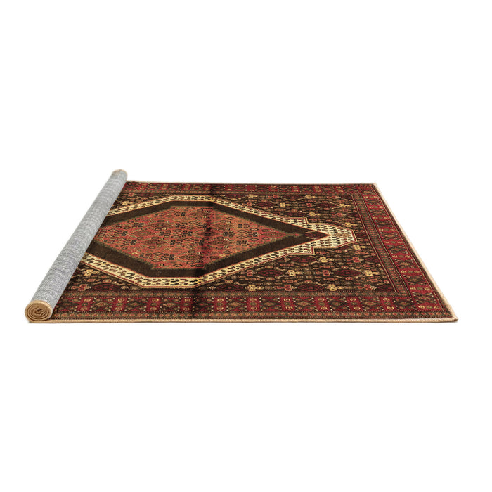 Sideview of Machine Washable Persian Brown Traditional Rug, wshtr1941brn
