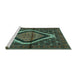 Sideview of Machine Washable Persian Turquoise Traditional Area Rugs, wshtr1941turq