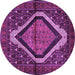 Round Machine Washable Persian Purple Traditional Area Rugs, wshtr1941pur