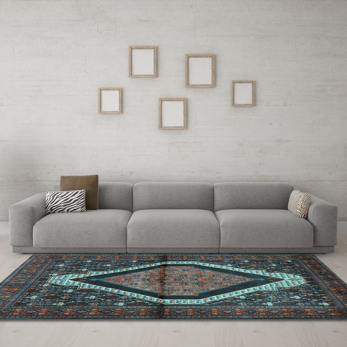 Machine Washable Persian Light Blue Traditional Rug in a Living Room, wshtr1941lblu