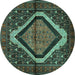 Round Persian Turquoise Traditional Rug, tr1941turq