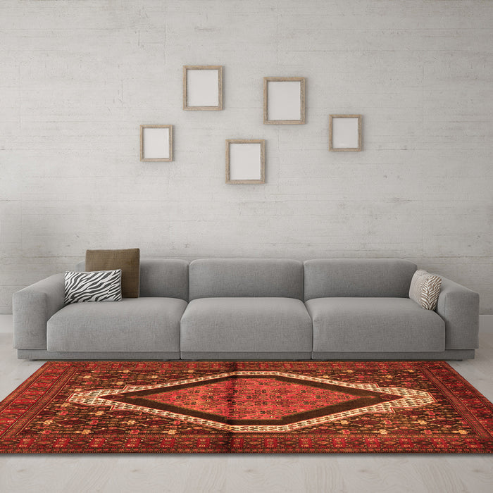 Machine Washable Persian Orange Traditional Area Rugs in a Living Room, wshtr1941org