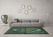 Machine Washable Persian Turquoise Traditional Area Rugs in a Living Room,, wshtr1941turq