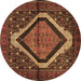 Round Persian Brown Traditional Rug, tr1941brn