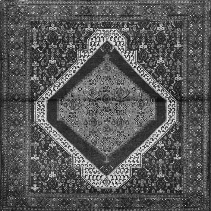 Round Machine Washable Persian Gray Traditional Rug, wshtr1941gry