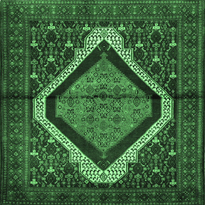 Square Persian Emerald Green Traditional Rug, tr1941emgrn