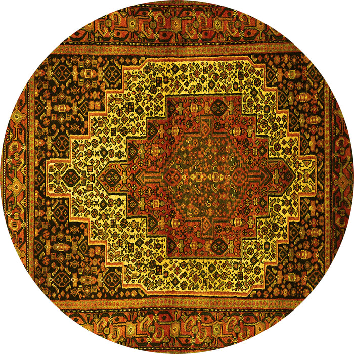 Round Persian Yellow Traditional Rug, tr1942yw